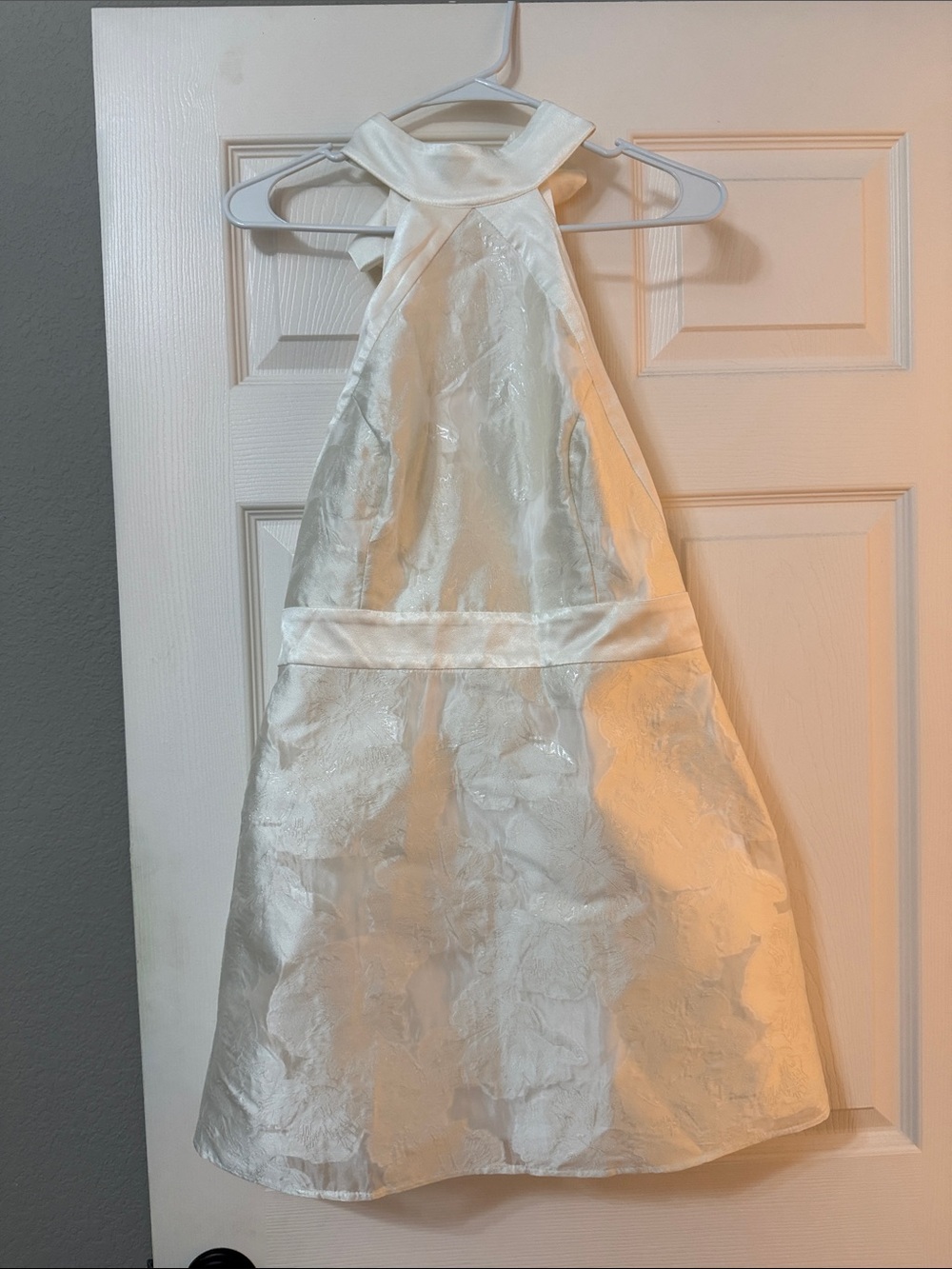 Anthropologie Ivory Backless Halter A-Line Dress